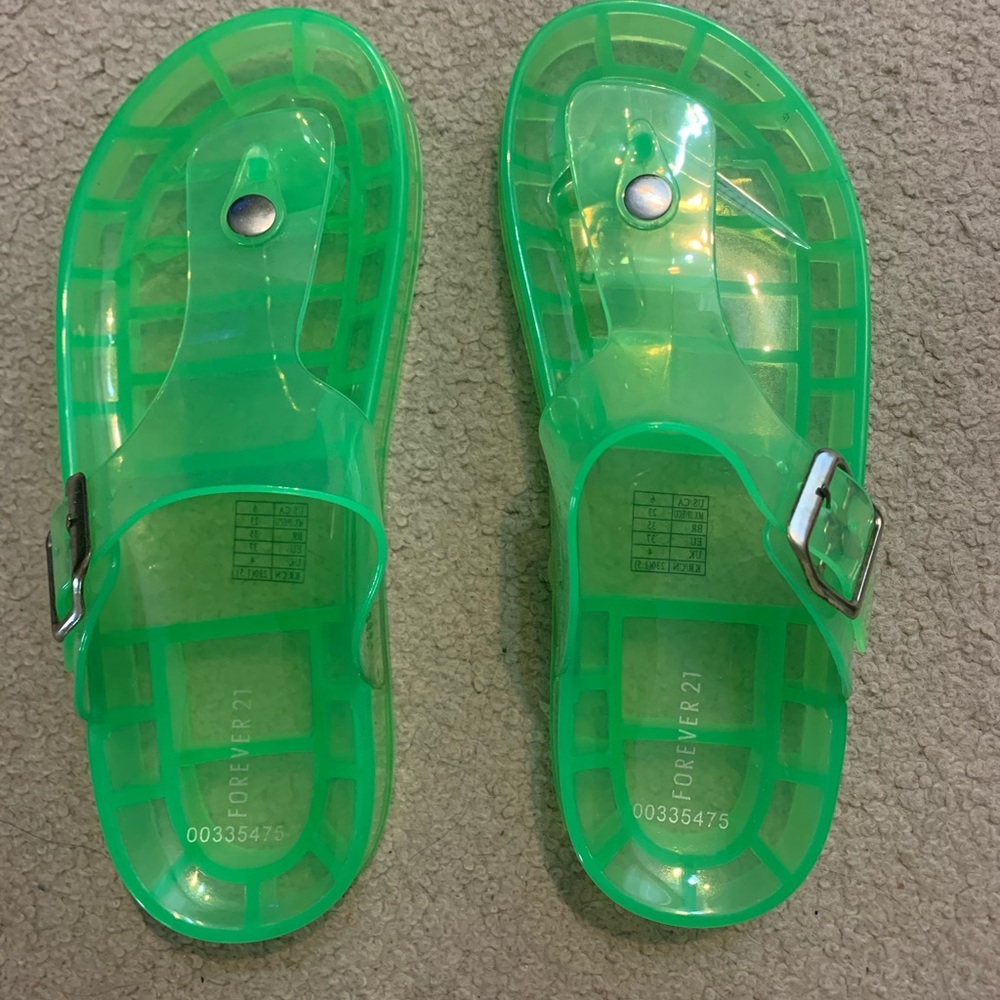 Woman’s lime green sandals